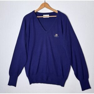 Vtg PICKERING Sweater Mens L Navy Blue Retro Grandpa Bellevue Seminole Golf Prep